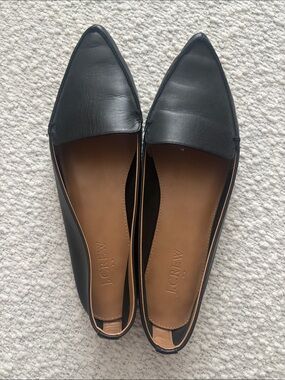 J. Crew Black Pointed Leather Flats